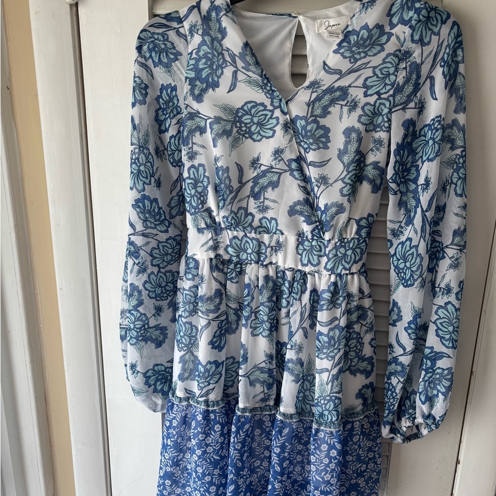 Floral Blue and White Dress